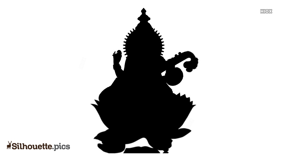 Goddess Saraswati Wallpaper Silhouette - Transparent Saraswati Veena Png - HD Wallpaper 