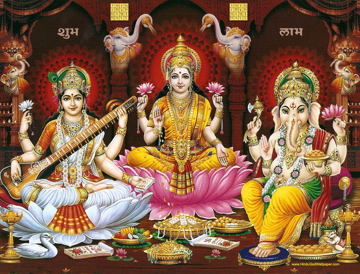 Happy Diwali Ganesh Laxmi - HD Wallpaper 