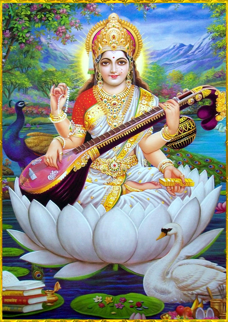 Saraswati Mata Hd Wallpaper - HD Wallpaper 