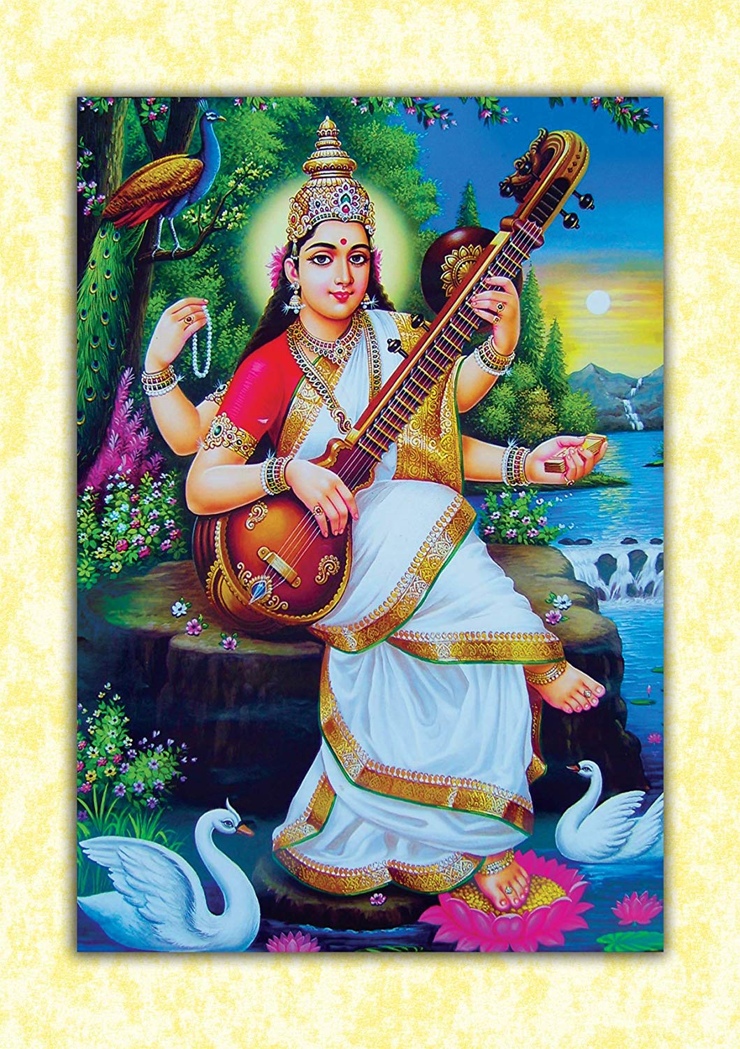 Saraswati Mata Photo Frame - HD Wallpaper 
