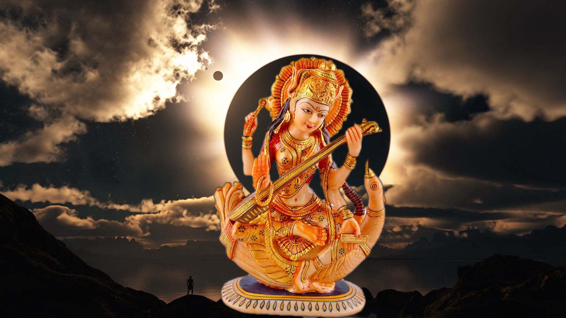 Saraswati Hd Wallpaper - Solar Eclipse With Clouds - HD Wallpaper 