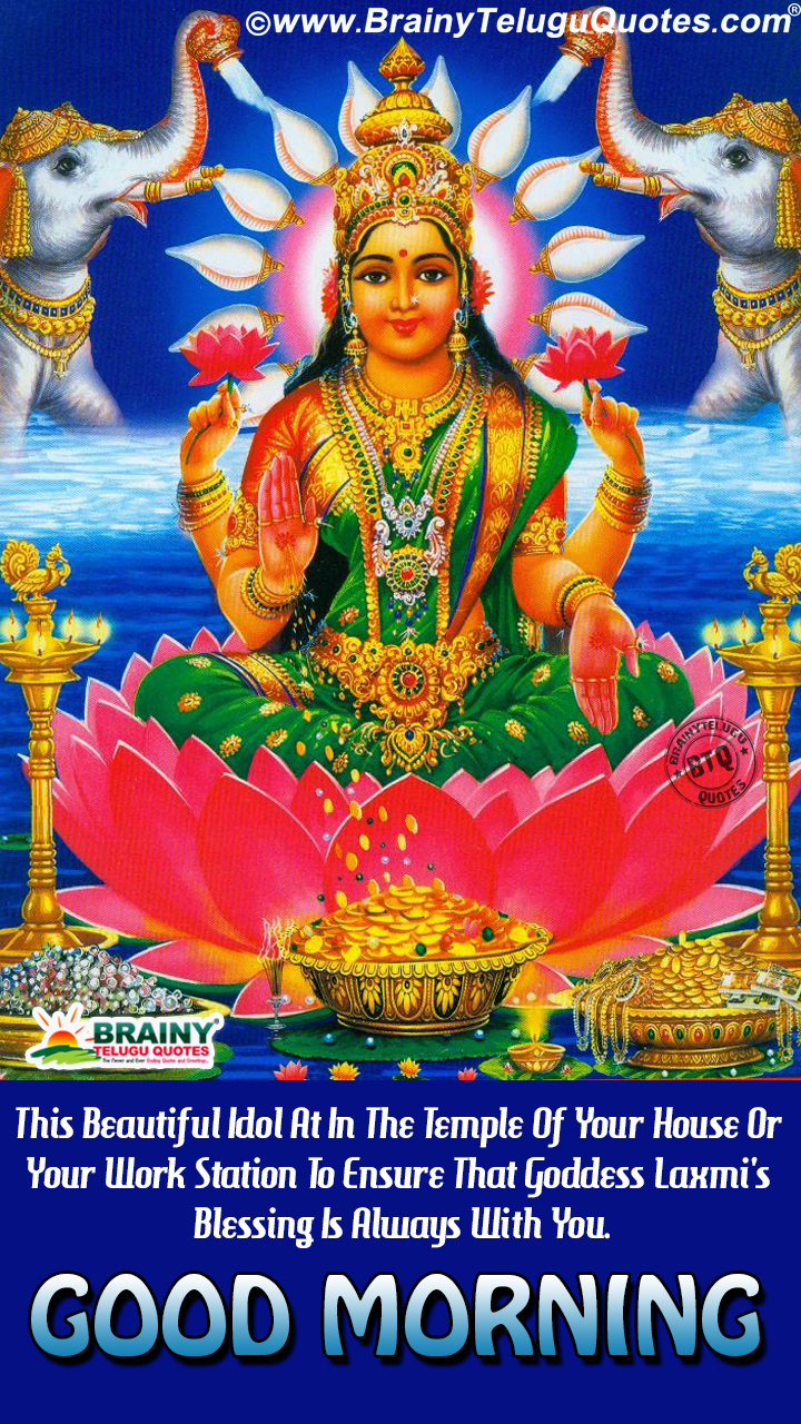 Lakshmi Devi Photos Green Saree,maa Laxmi Wallpaper - Hindu Good Morning Quotes - HD Wallpaper 