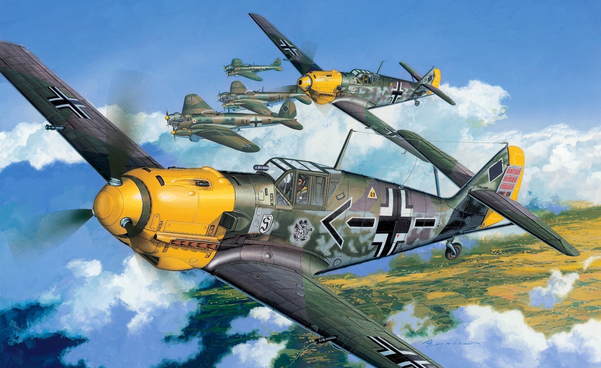 2000x1226, Luftwaffe - Messerschmitt Bf 109 E 3 - HD Wallpaper 