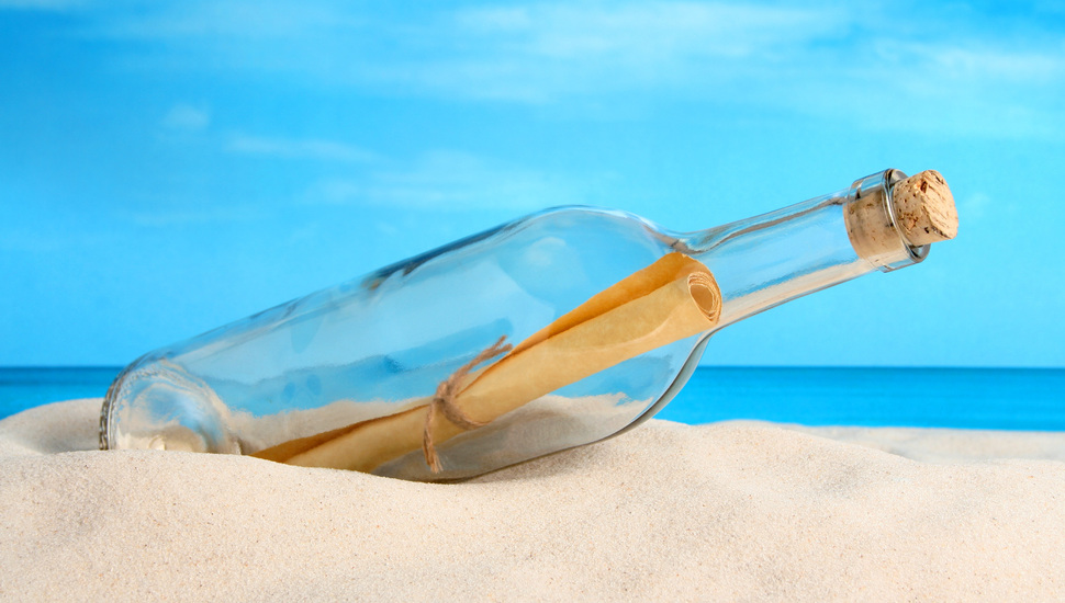The Beach, Message, Sand, Letter, Bottle, Message In - Surat Dalam Botol - HD Wallpaper 