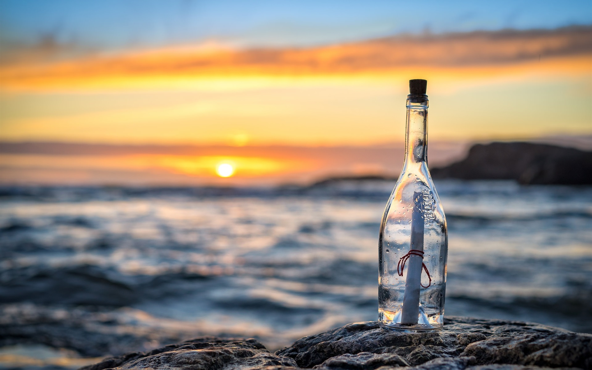 Wallpaper Bottle, Message, Letter, Sea, Sunset - Bouteille A La Mer - HD Wallpaper 