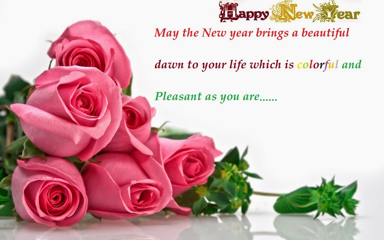 Happy New Year Greetings Wishes Rose Flowers Wallpaper - New Year Greetings Flowers - HD Wallpaper 