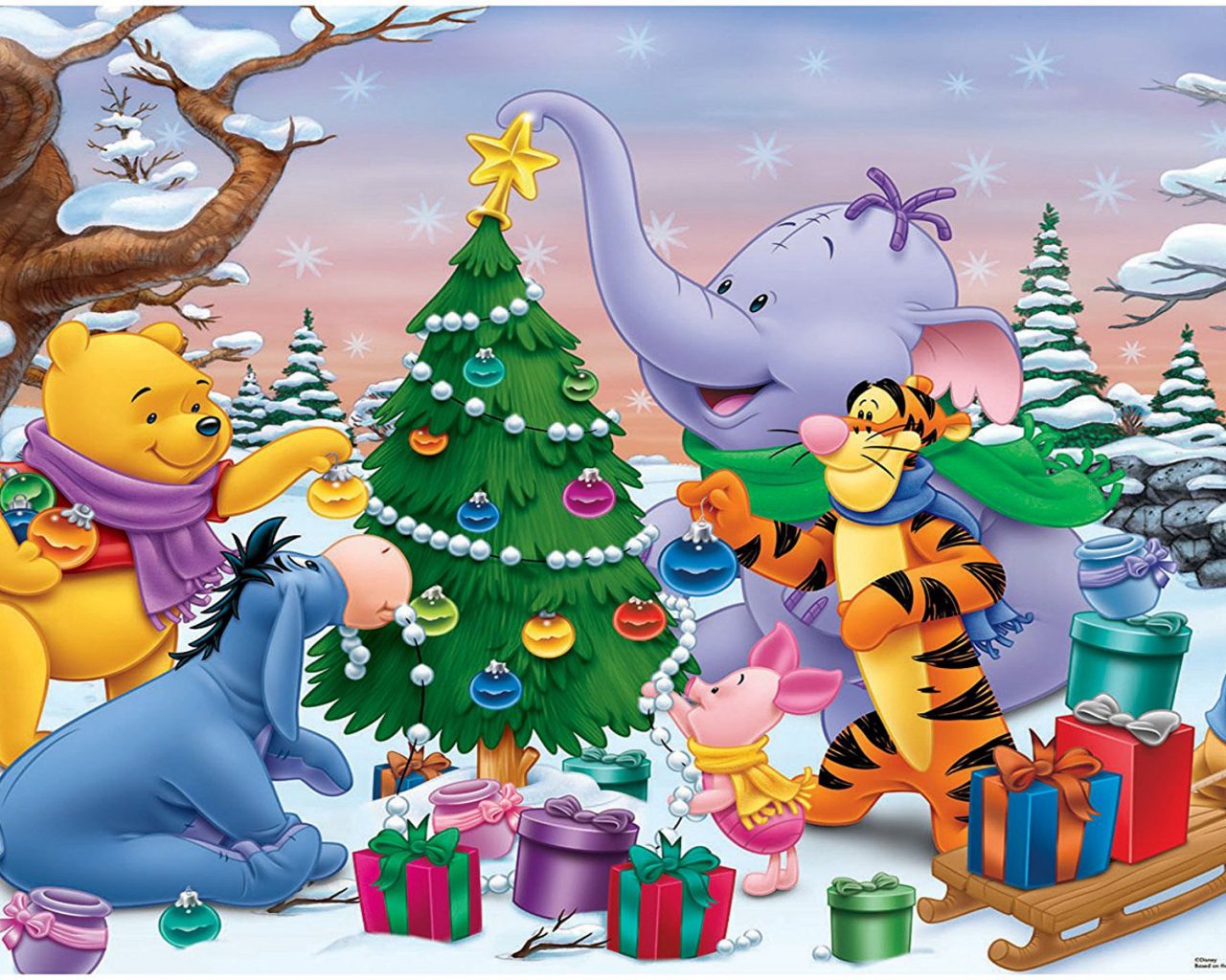 Merry Christmas 2019 Winnie The Pooh - HD Wallpaper 