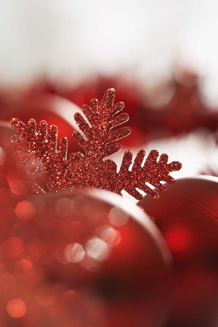 Download Mobile Wallpaper Holidays, New Year, Christmas, - Red Snowflake - HD Wallpaper 