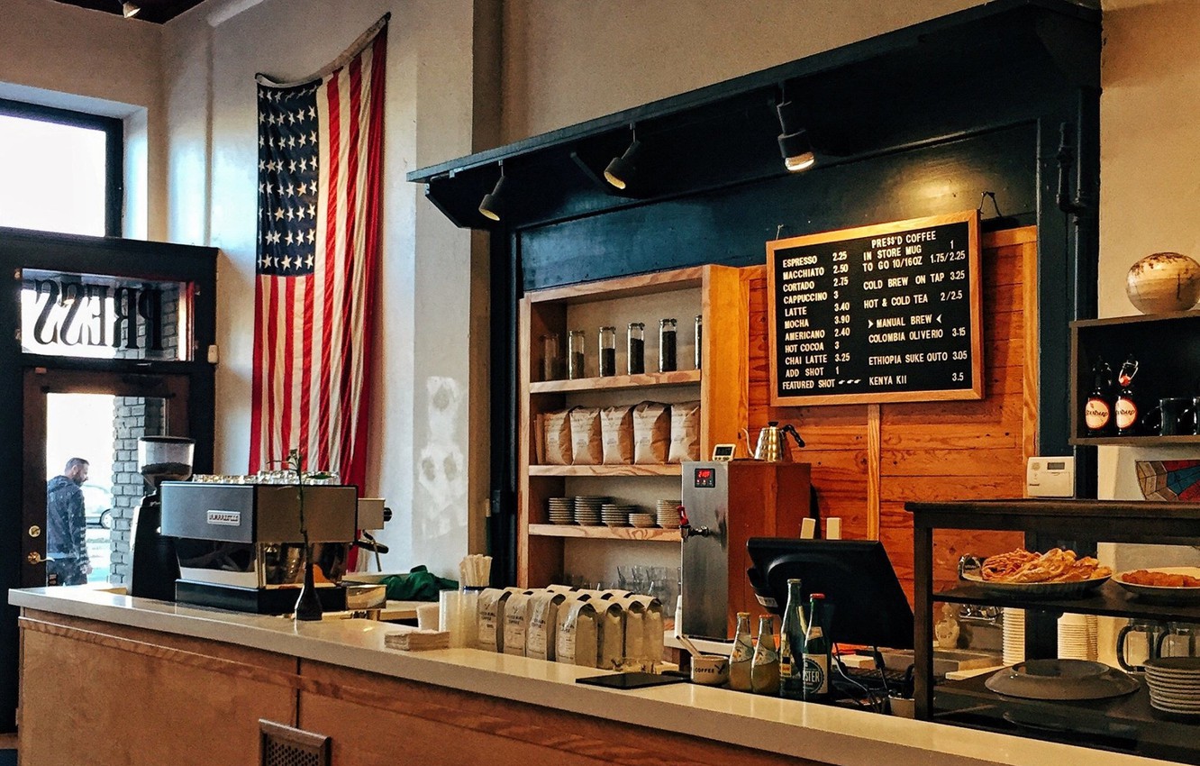 Photo Wallpaper Usa, United States, Flag, Counter, - Set Of Coffee Bar - HD Wallpaper 