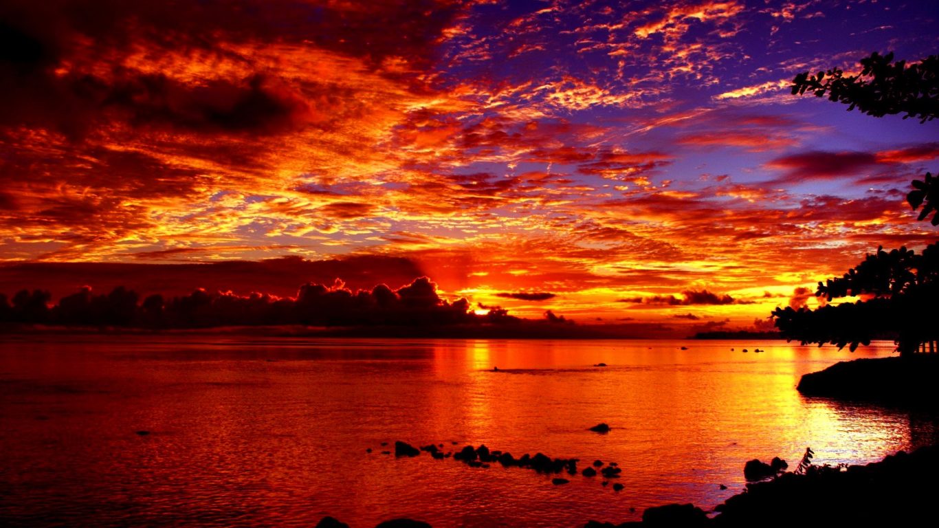 Sunset Fabulous Sky Ocean Colorful Summer Nature Glow - Aspect Ratio - HD Wallpaper 