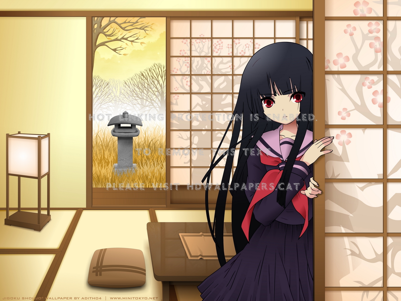 Enma Ai Cute Red Eyes Jigoku Shoujo Dark - Ai Enma - HD Wallpaper 