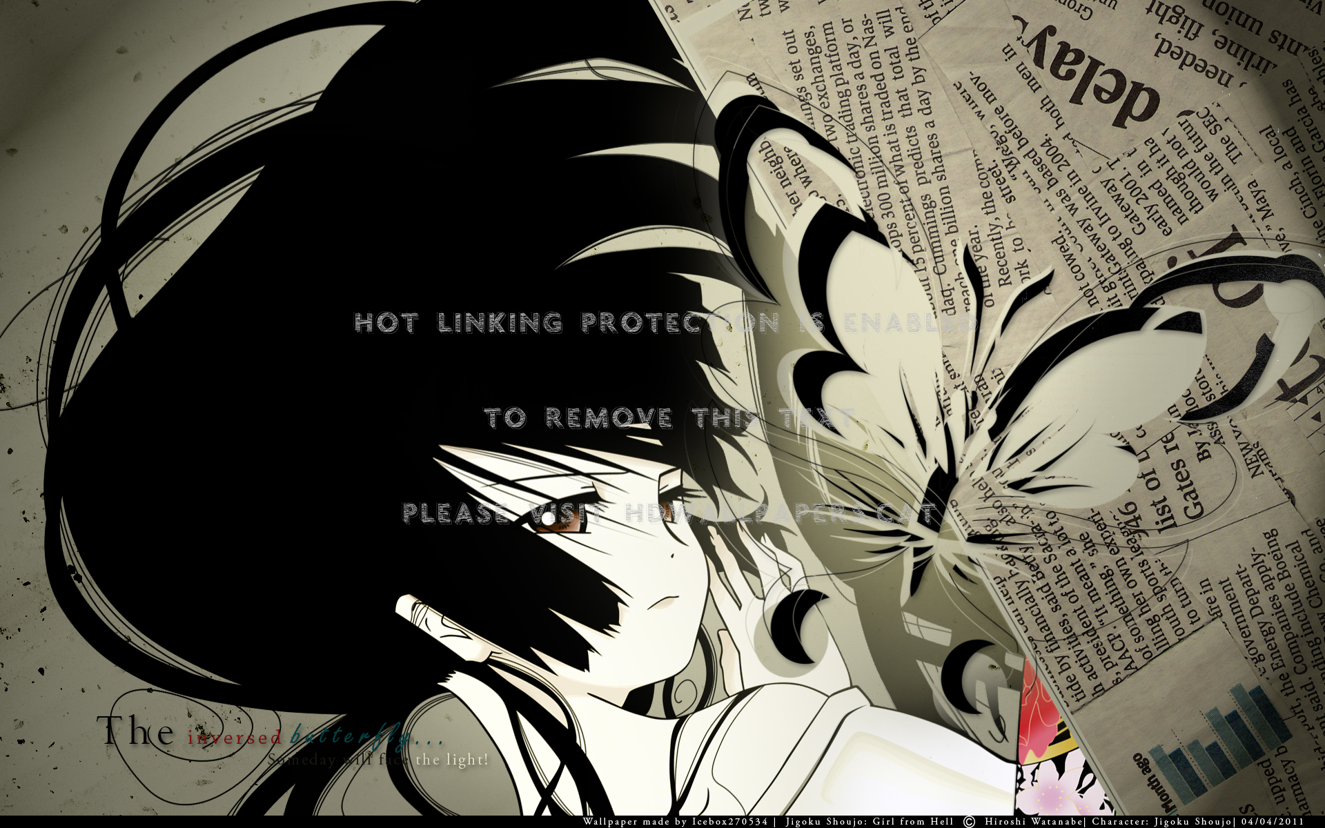 Enma Ai Darkness Girl Jigoku Shoujo Anime - Hell Girl - HD Wallpaper 