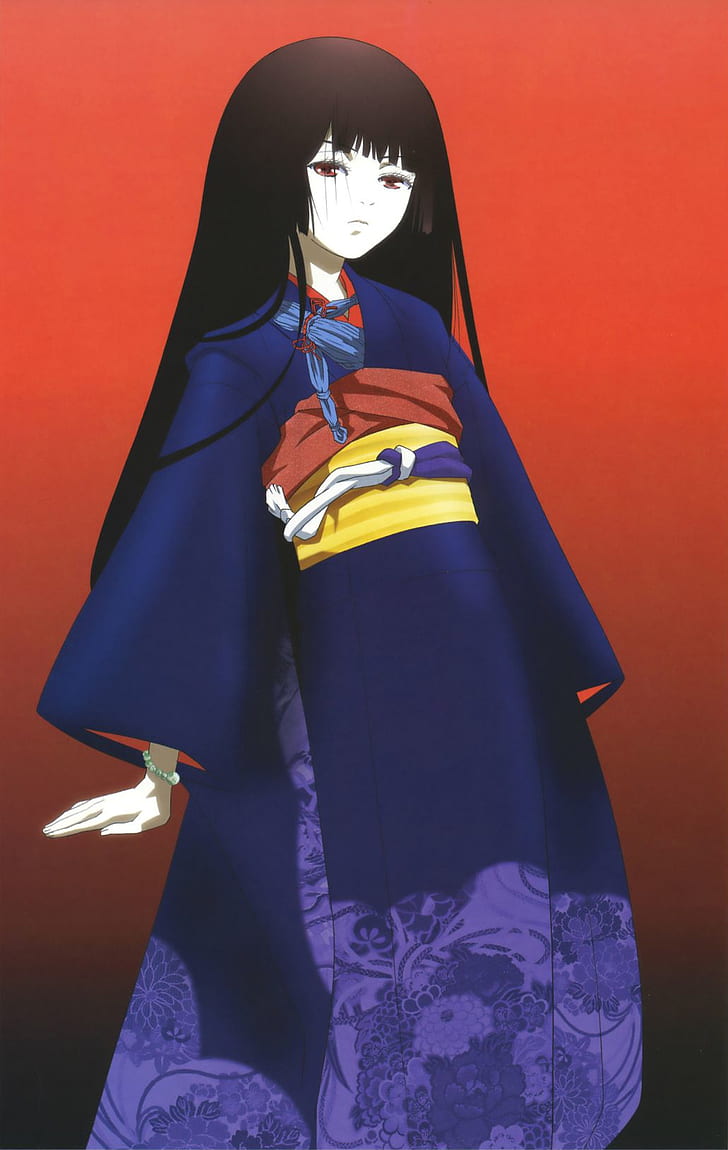 Jigoku Shoujo, Enma Ai, Anime Girls, Dark Hair, Hd - HD Wallpaper 