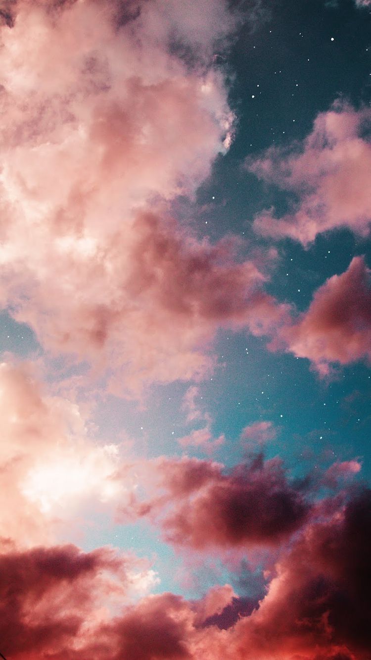 Aesthetic Blue Sky Pink Clouds - HD Wallpaper 