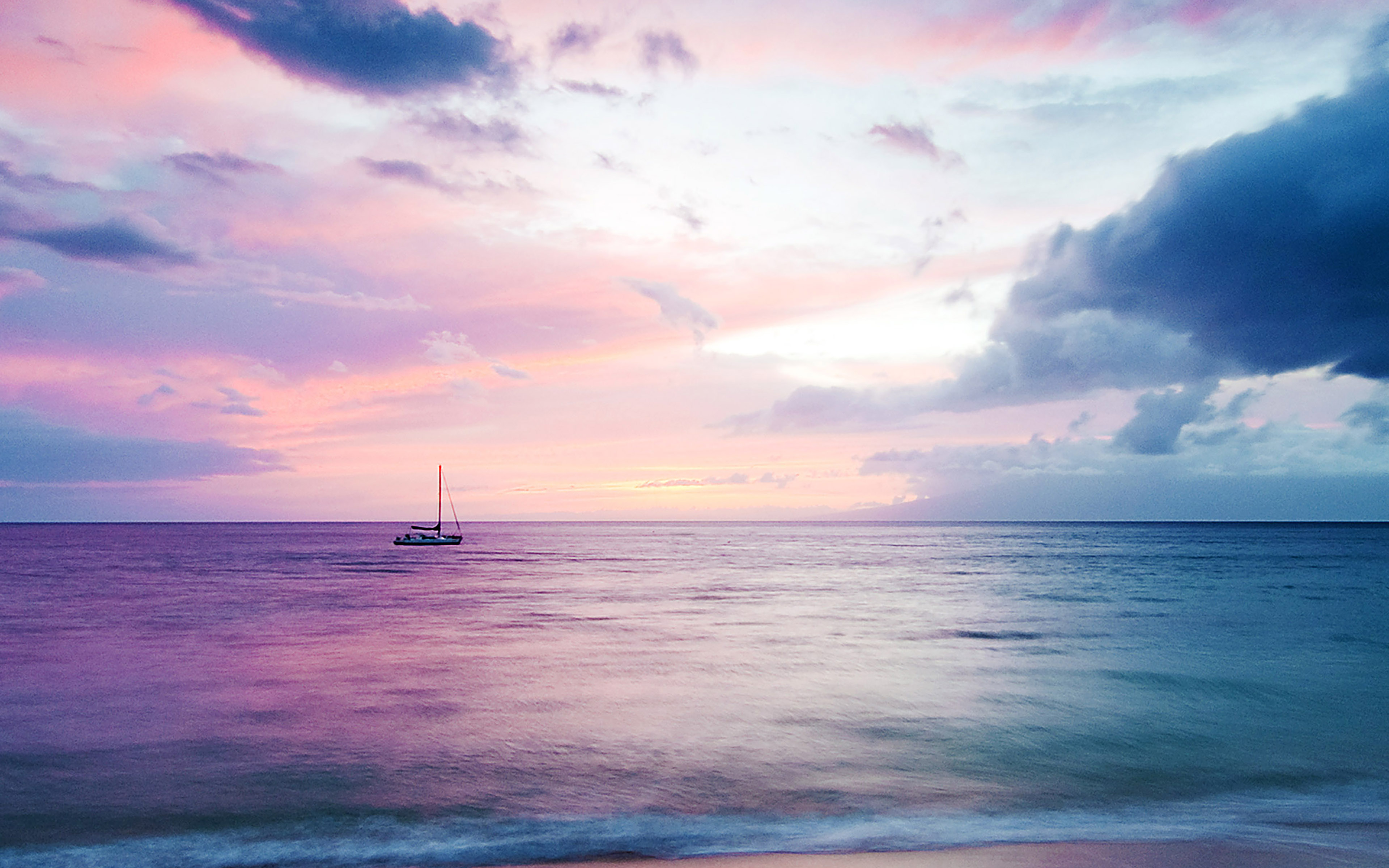 Pink Clouds The Ocean - HD Wallpaper 