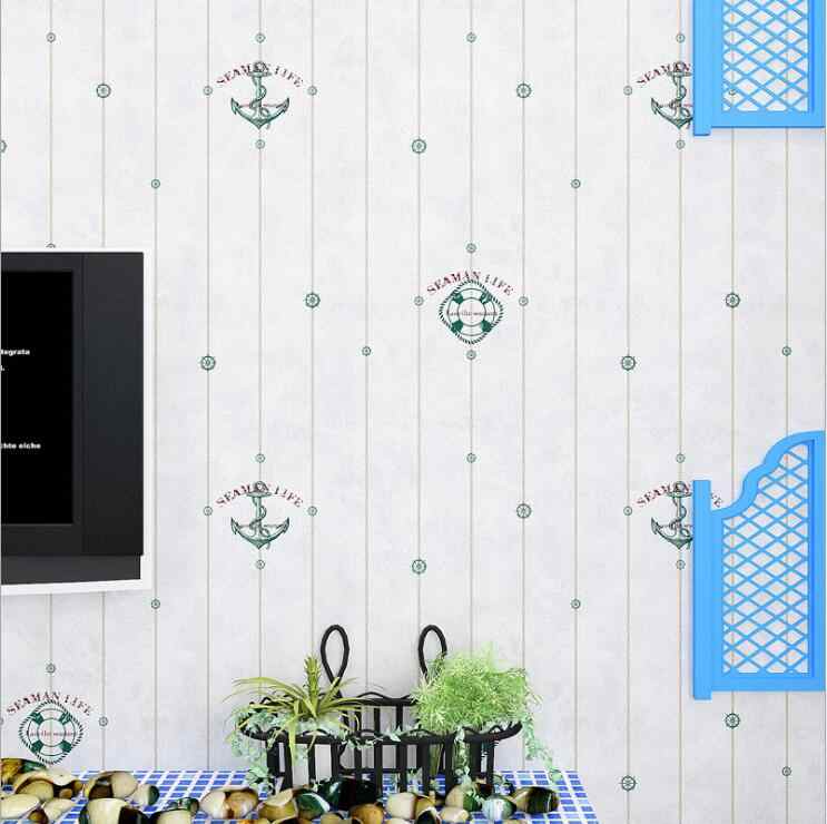 Home Decor Mediterranean Ocean Anchor Wallpaper Stripes - Çapa Desenli Duvar Kagıdı - HD Wallpaper 