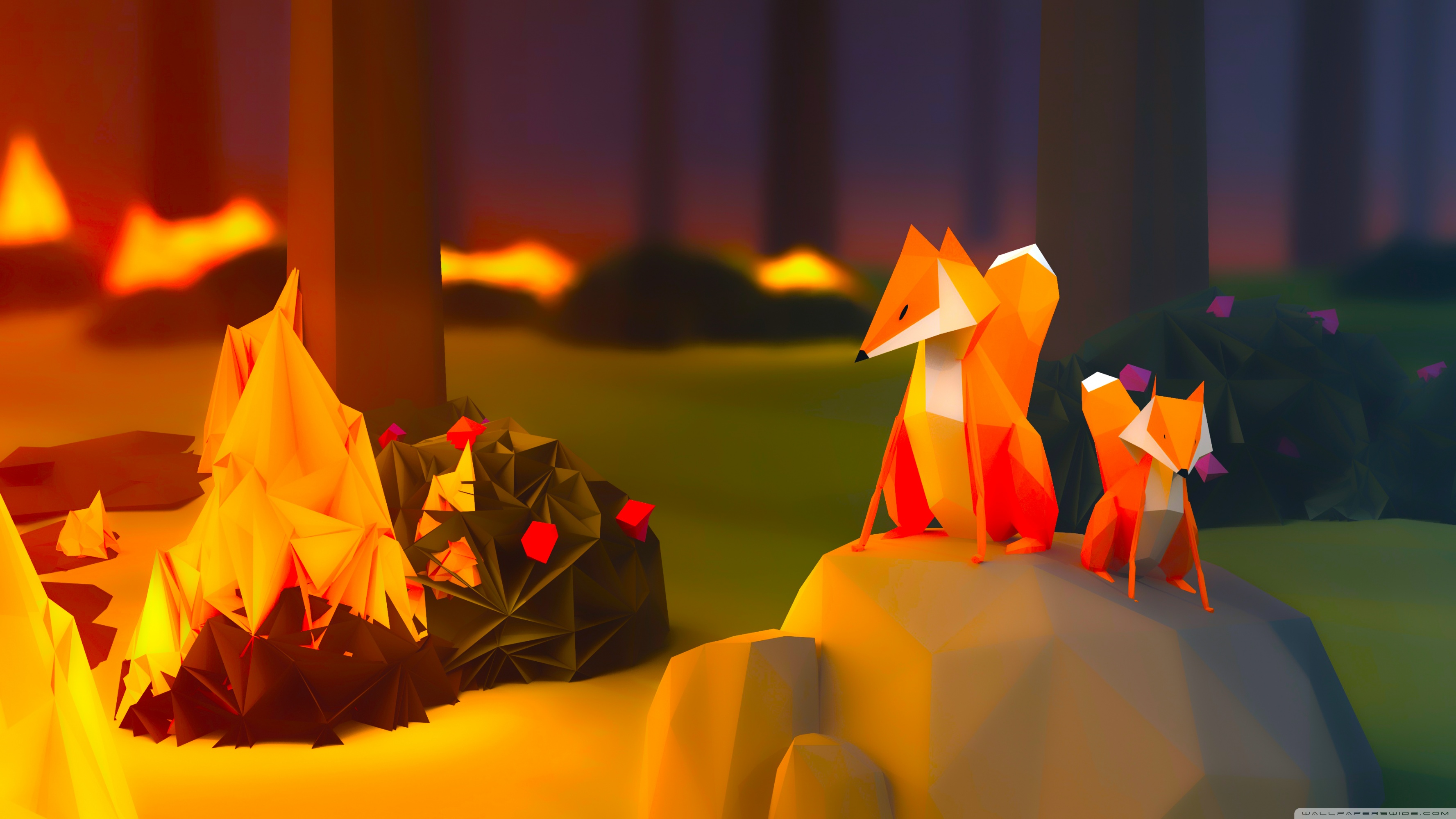 Low Poly Wallpaper Fox - HD Wallpaper 