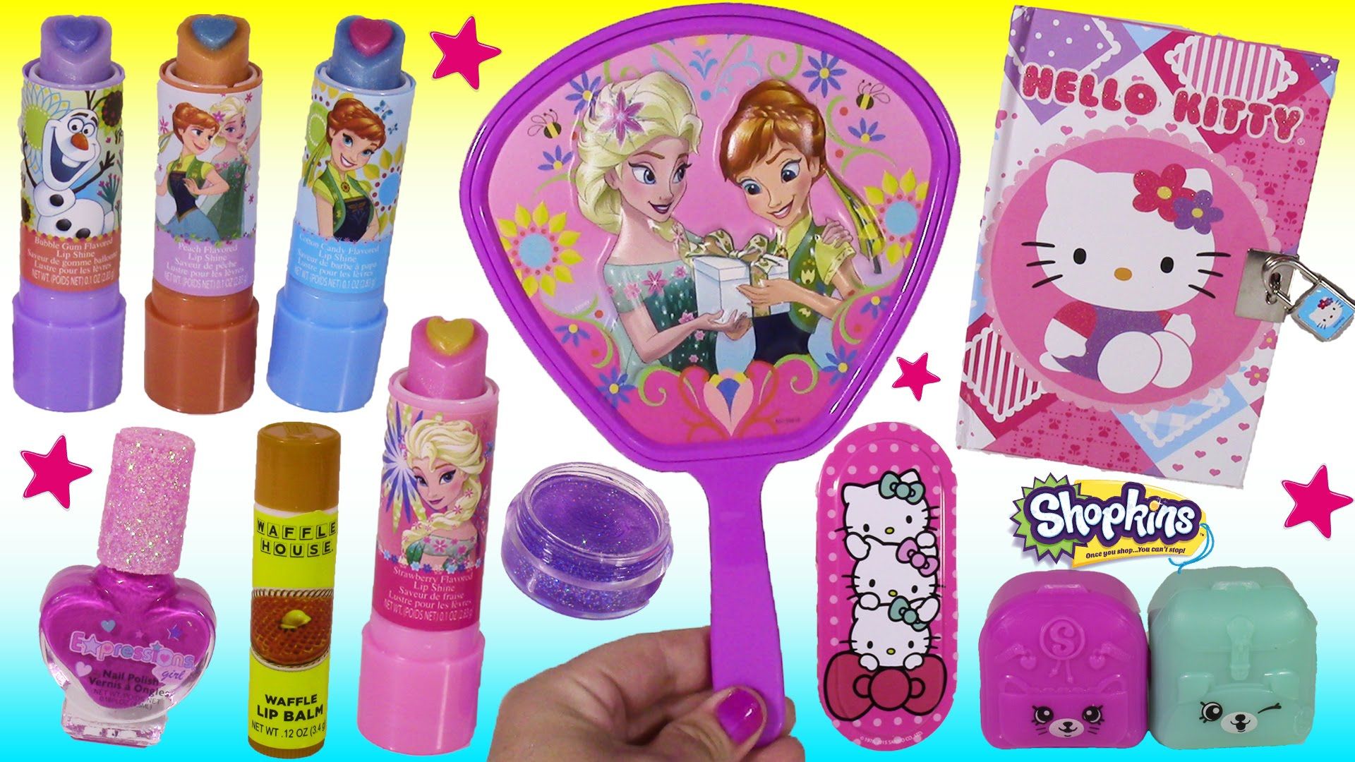 Disney Princess Frozen Lip Gloss Set Hello Kitty Lip - Shopkins - HD Wallpaper 