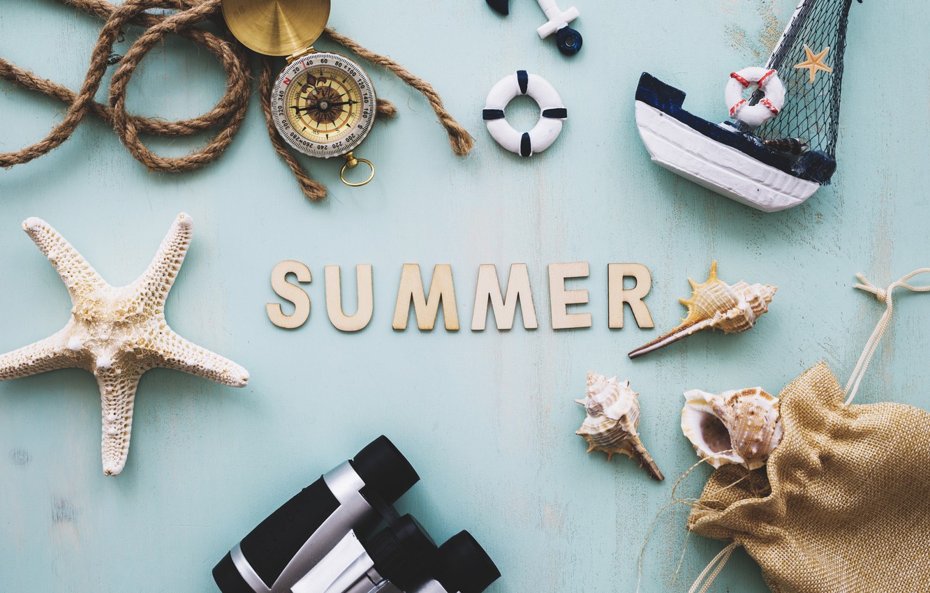 Photo Wallpaper Summer, Background, Shell, Rope, Boat, - Starfish - HD Wallpaper 