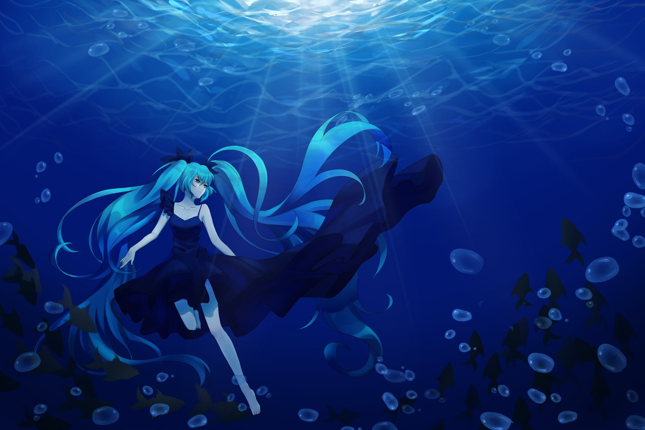 Hatsune Miku Wallpaper Underwater - HD Wallpaper 