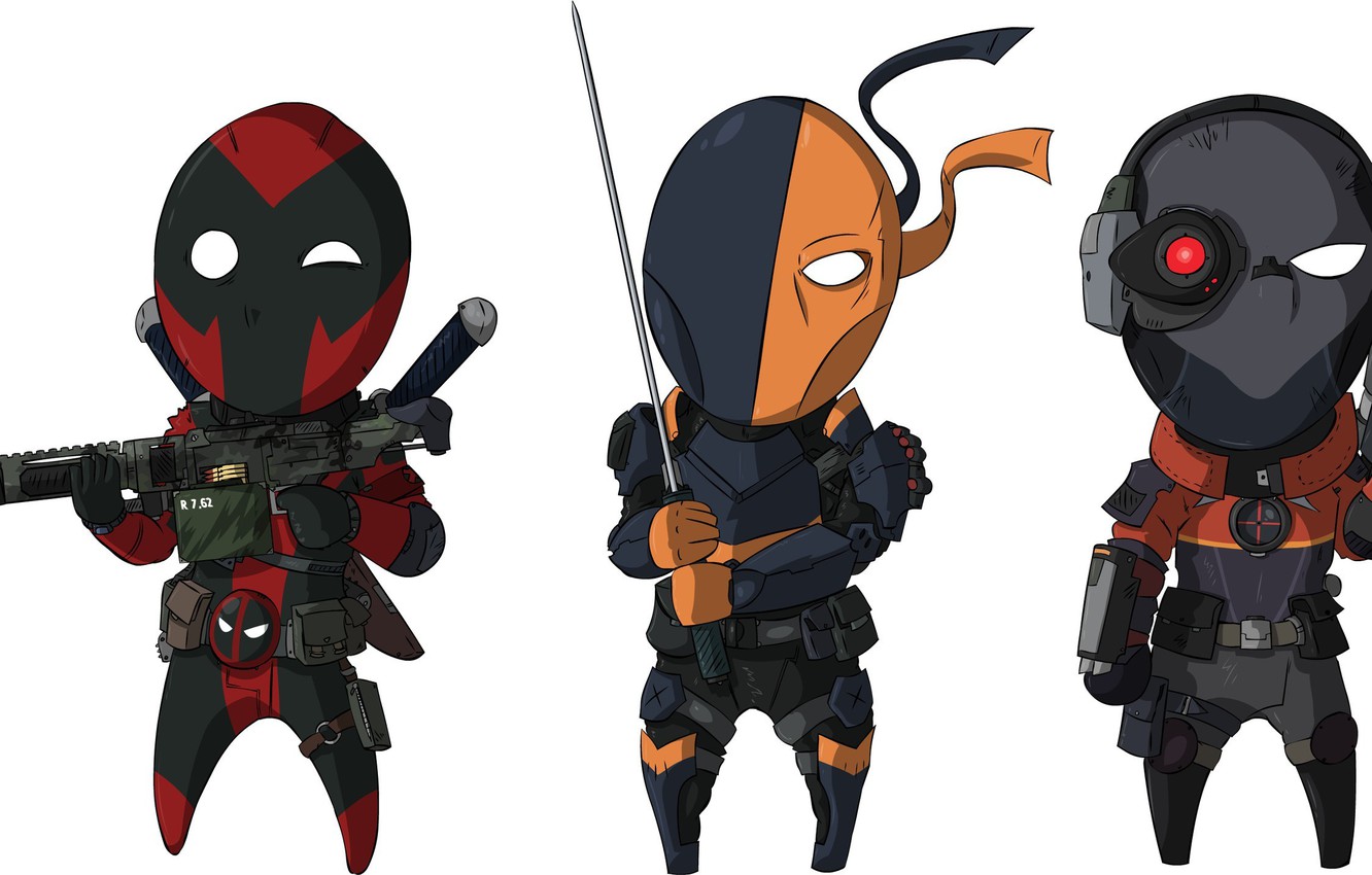 Photo Wallpaper Gun, Sword, Deadpool, Marvel, Deadpool, - Batman Deadpool Deathstroke - HD Wallpaper 