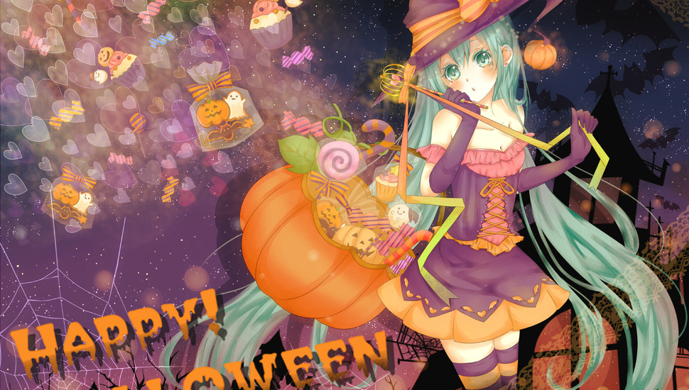 Vocaloid, Miku, Hatsune, Holiday, Halloween, Girl Desktop - Anime Halloween Wallpaper 4k - HD Wallpaper 