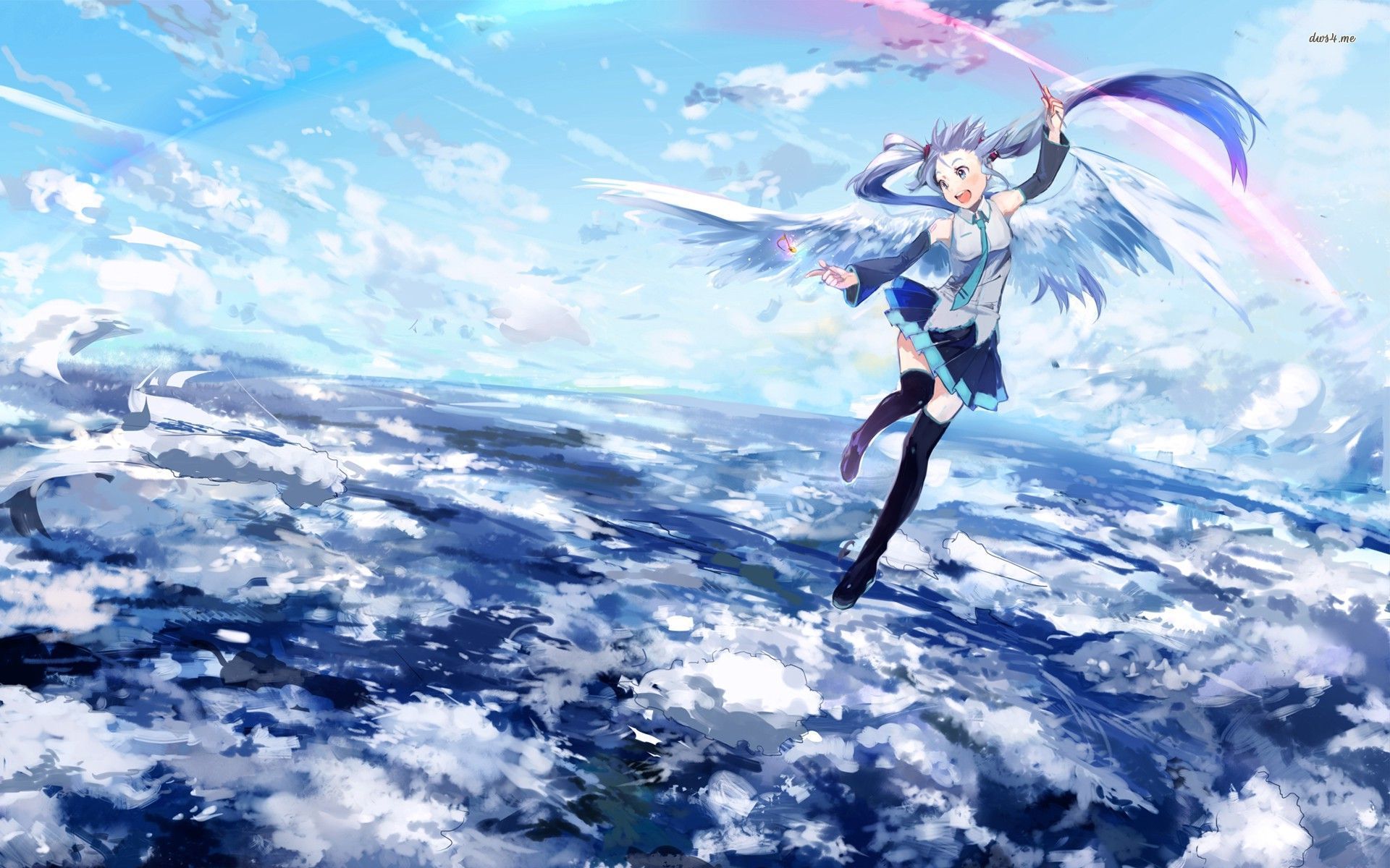 Hatsune Miku Flying - HD Wallpaper 