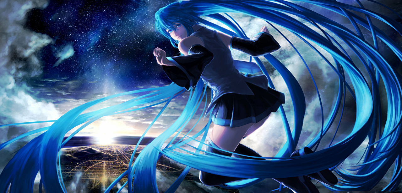 Blue Hatsune Miku - HD Wallpaper 