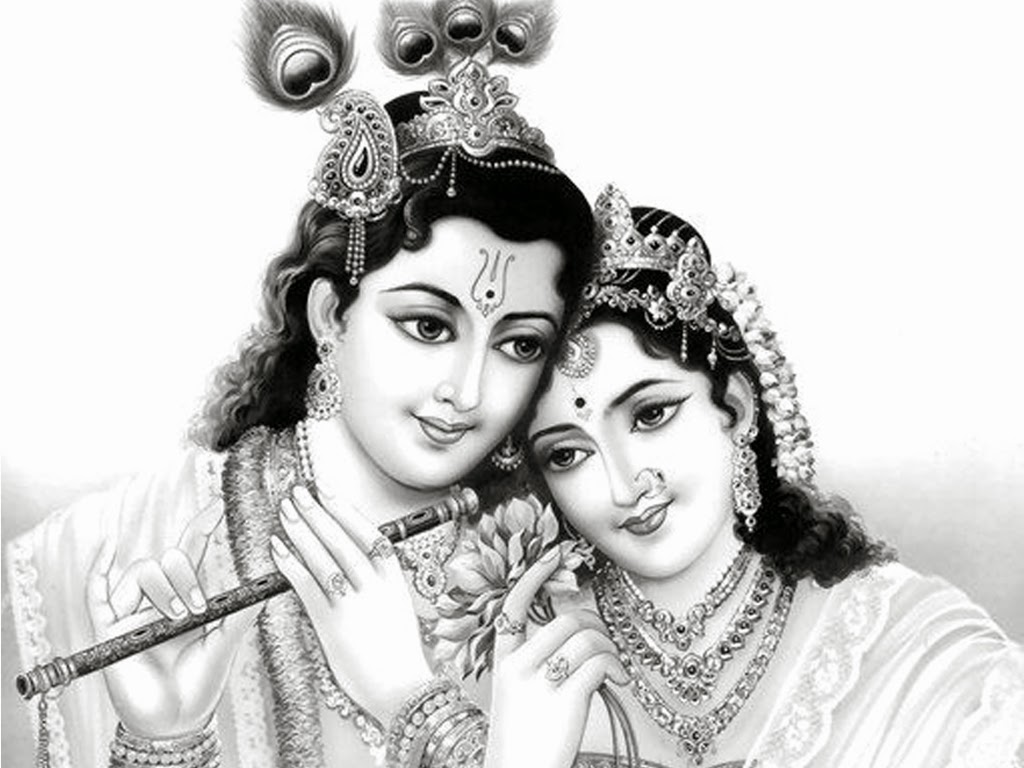Black And White Radha Krishna - 1024x768 Wallpaper 