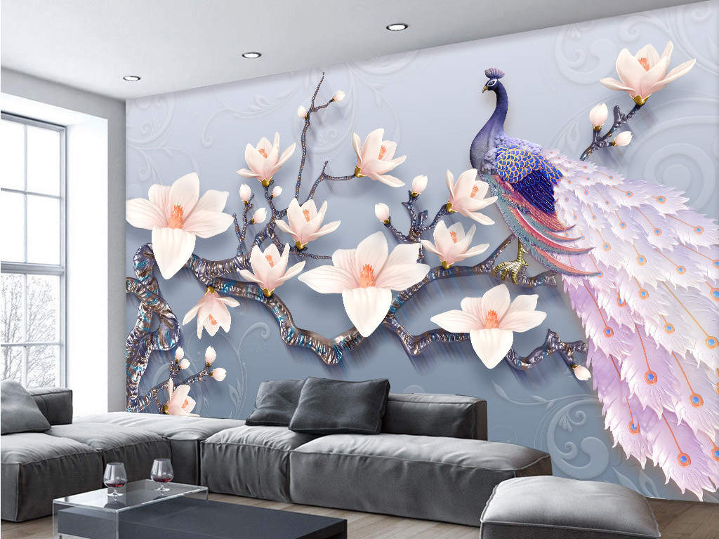 Bedroom Peacock Wall Painting - HD Wallpaper 