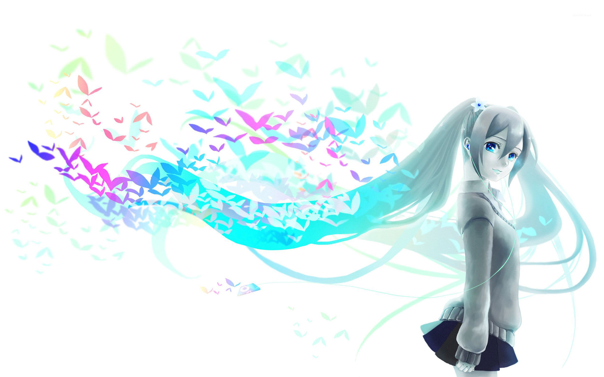 Hatsune Miku Hair Out - HD Wallpaper 