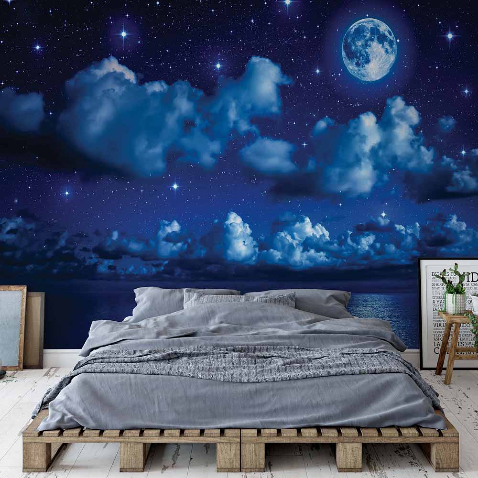Dreamy Night Sky Clouds And Moon - New York - HD Wallpaper 