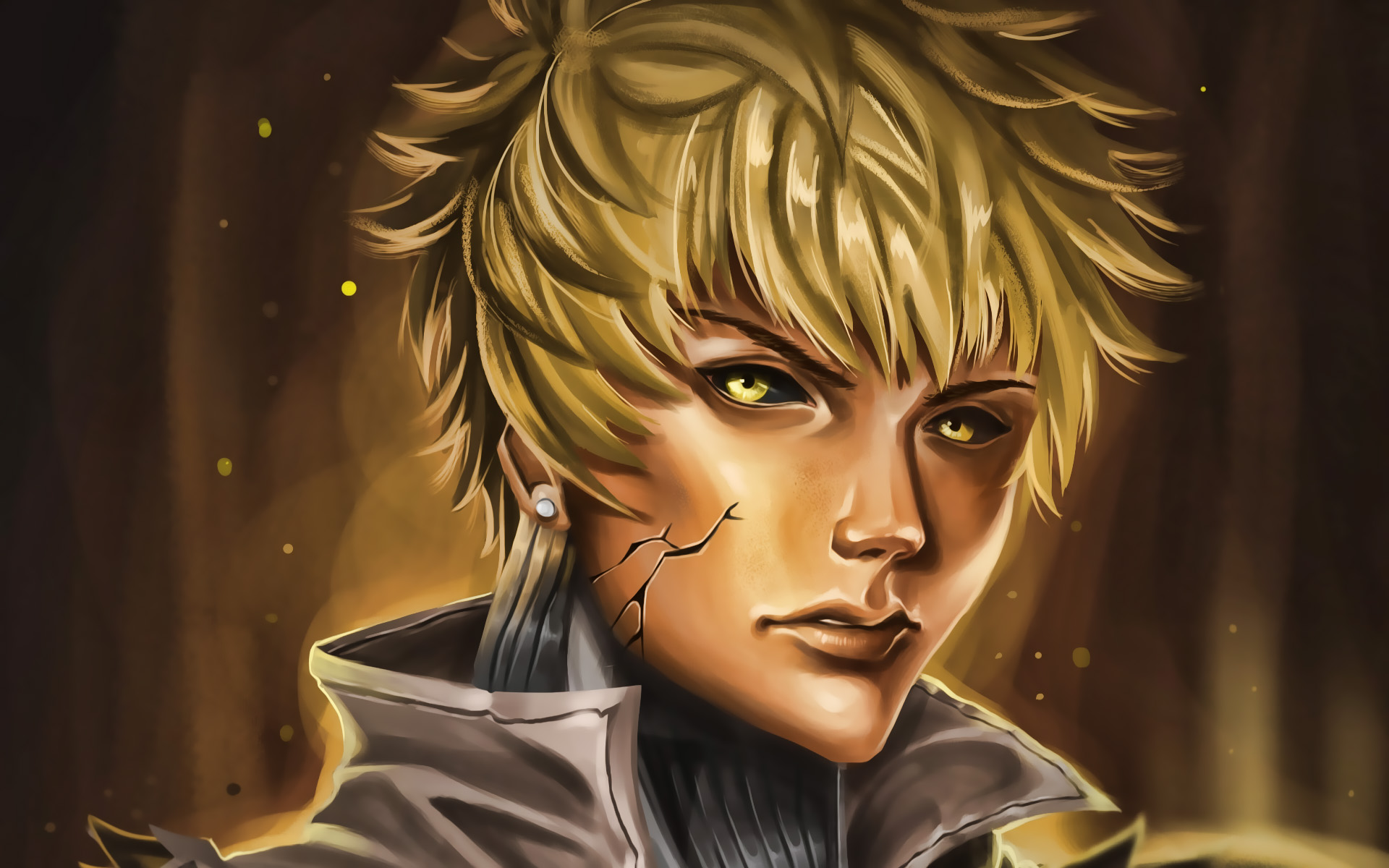 Genos, Guy With Yellow Eyes, Grunge, Manga, Artwork, - Anime Guy With Yellow Eyes - HD Wallpaper 