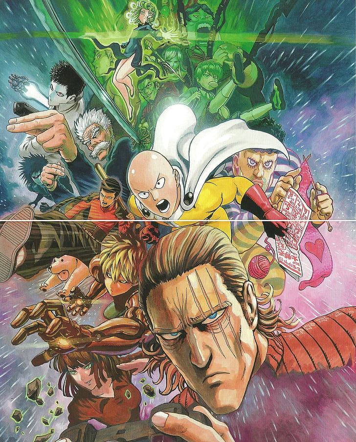 One-punch Man, Yusuke Murata, Saitama, Genos, Illustration, - One Punch Man Heroes Poster - HD Wallpaper 