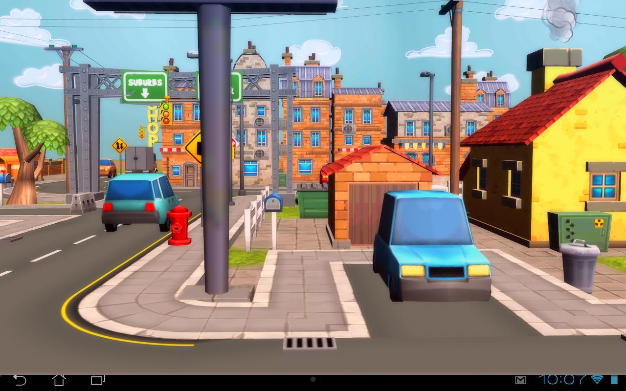 City Street - 3d Town Road Cartoon - HD Wallpaper 