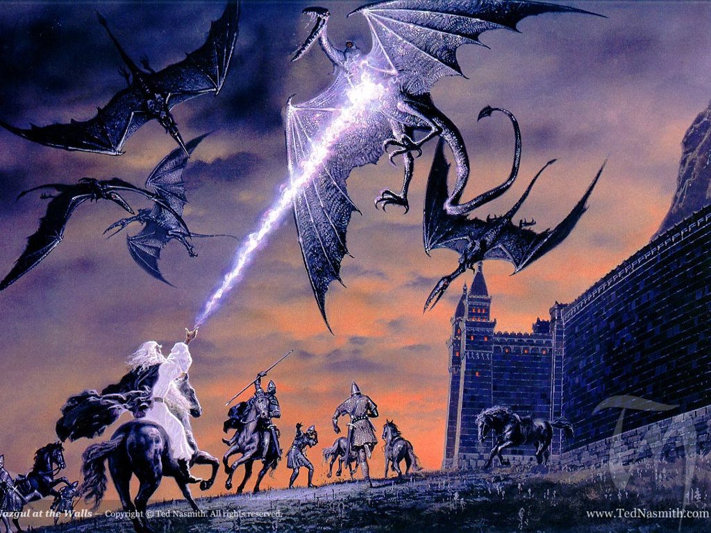 Fantasy Wallpaper - Nazgul - Nazgûl At The Walls By Ted Nasmith - HD Wallpaper 