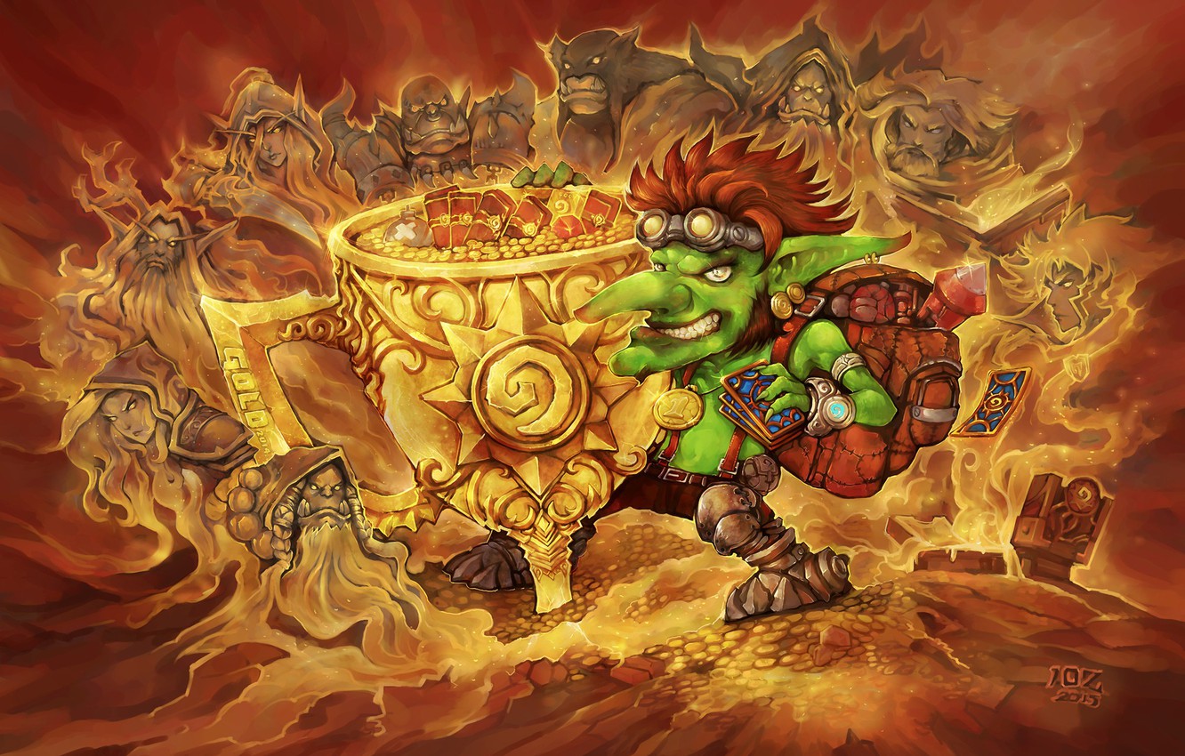 Photo Wallpaper Gold, Warcraft, Blizzard, Goblin, Hearthstone, - Hearthstone Gold Art - HD Wallpaper 