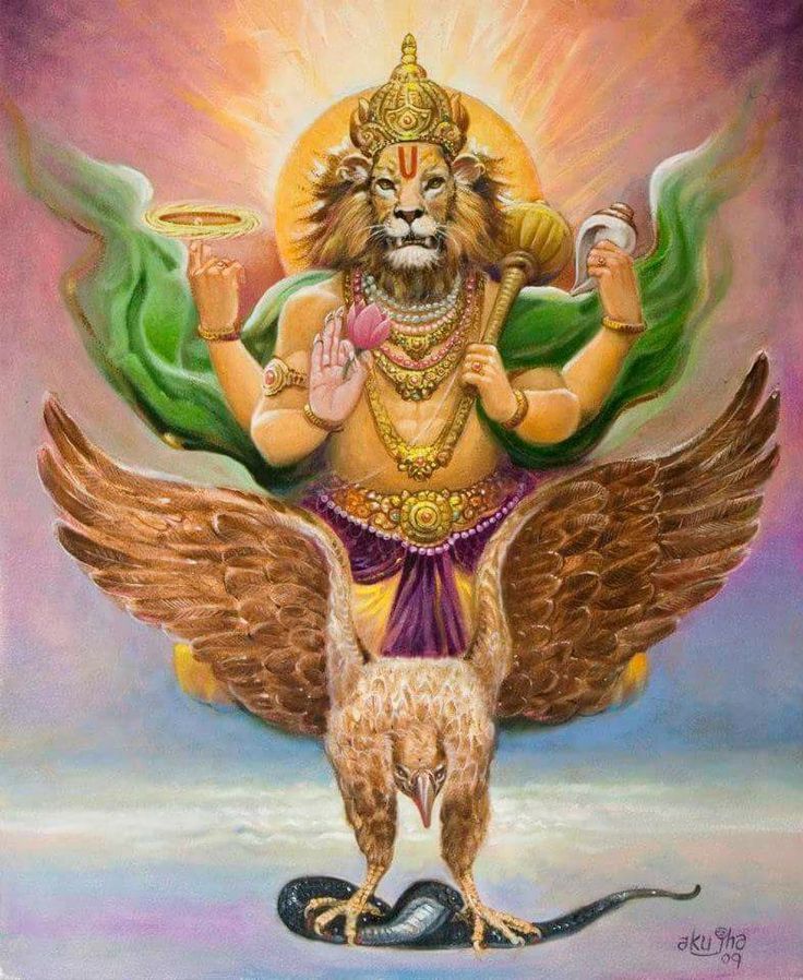 Lord Nrisimha In Garuda Vahana - Lord Narasimha - HD Wallpaper 