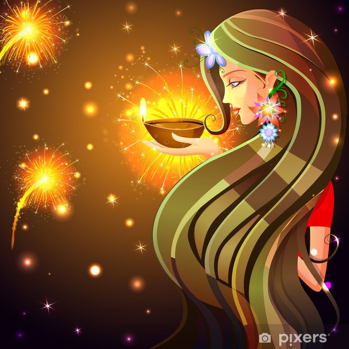 Women Wishing Happy Diwali - HD Wallpaper 