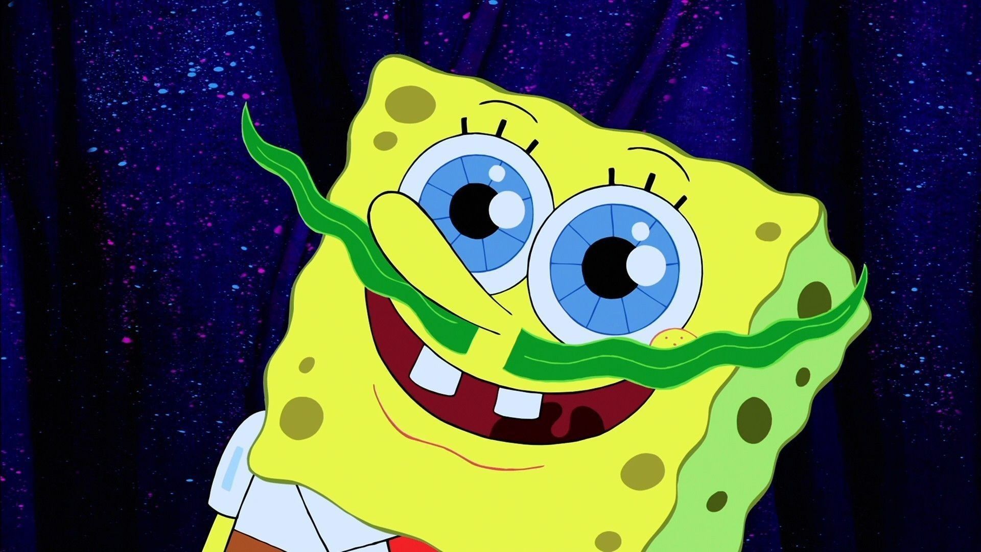 Spongebob With Seaweed Mustache - HD Wallpaper 