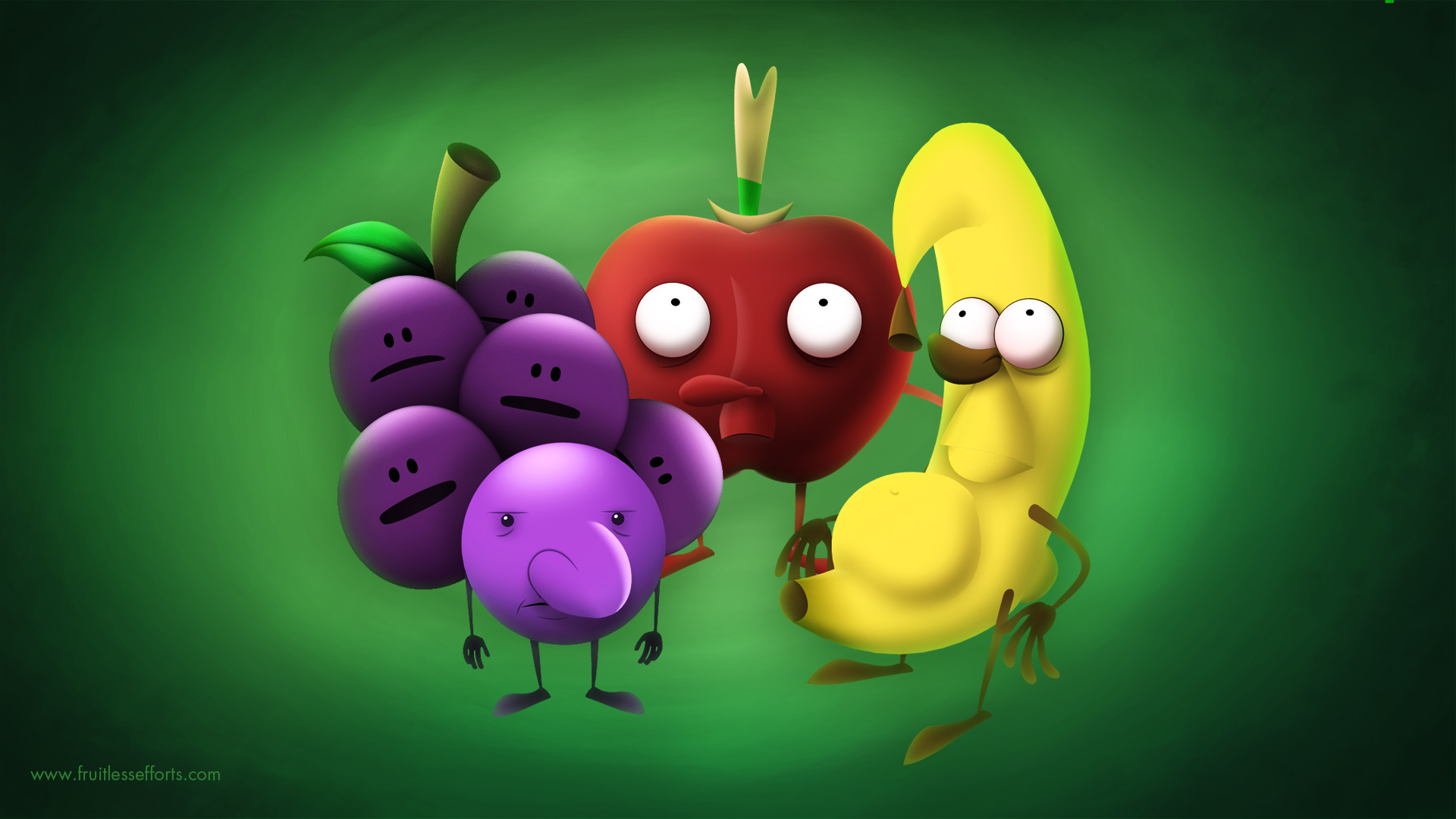 Animated Funny Cartoon Fruit - HD Wallpaper 