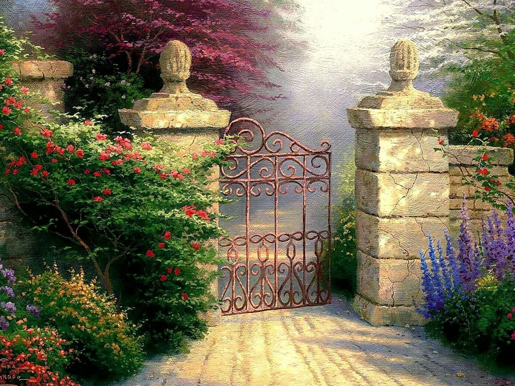 Open Gate Thomas Kinkade - HD Wallpaper 