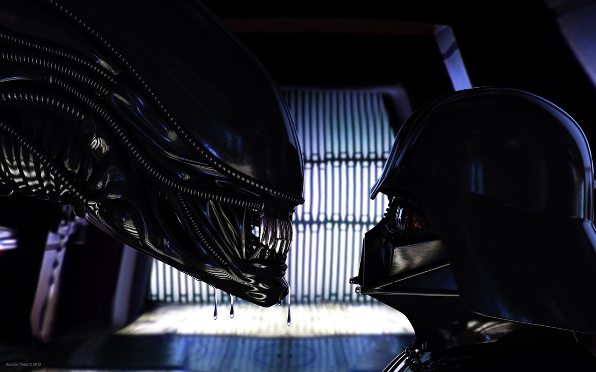 Darth Vader Vs Alien - Xenomorph Queen Vs Darth Vader - HD Wallpaper 