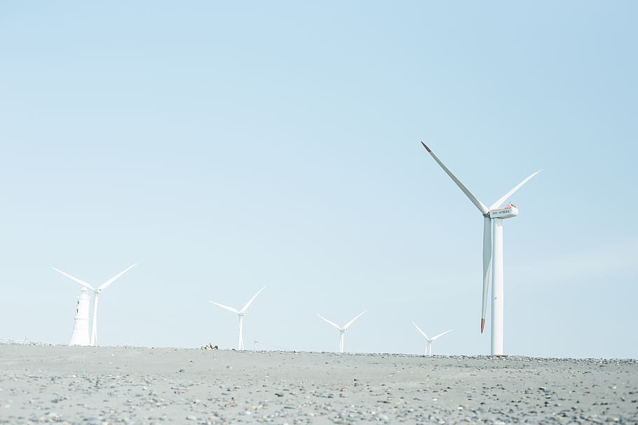 Wind Turbine, Light House, Sky, Blue, Pale Tone, Spring, - Wind Farm - HD Wallpaper 