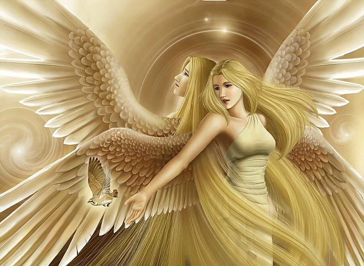 Beautiful Angel Golden New Free Download High Definition - Angeles Mujeres De Dios - HD Wallpaper 