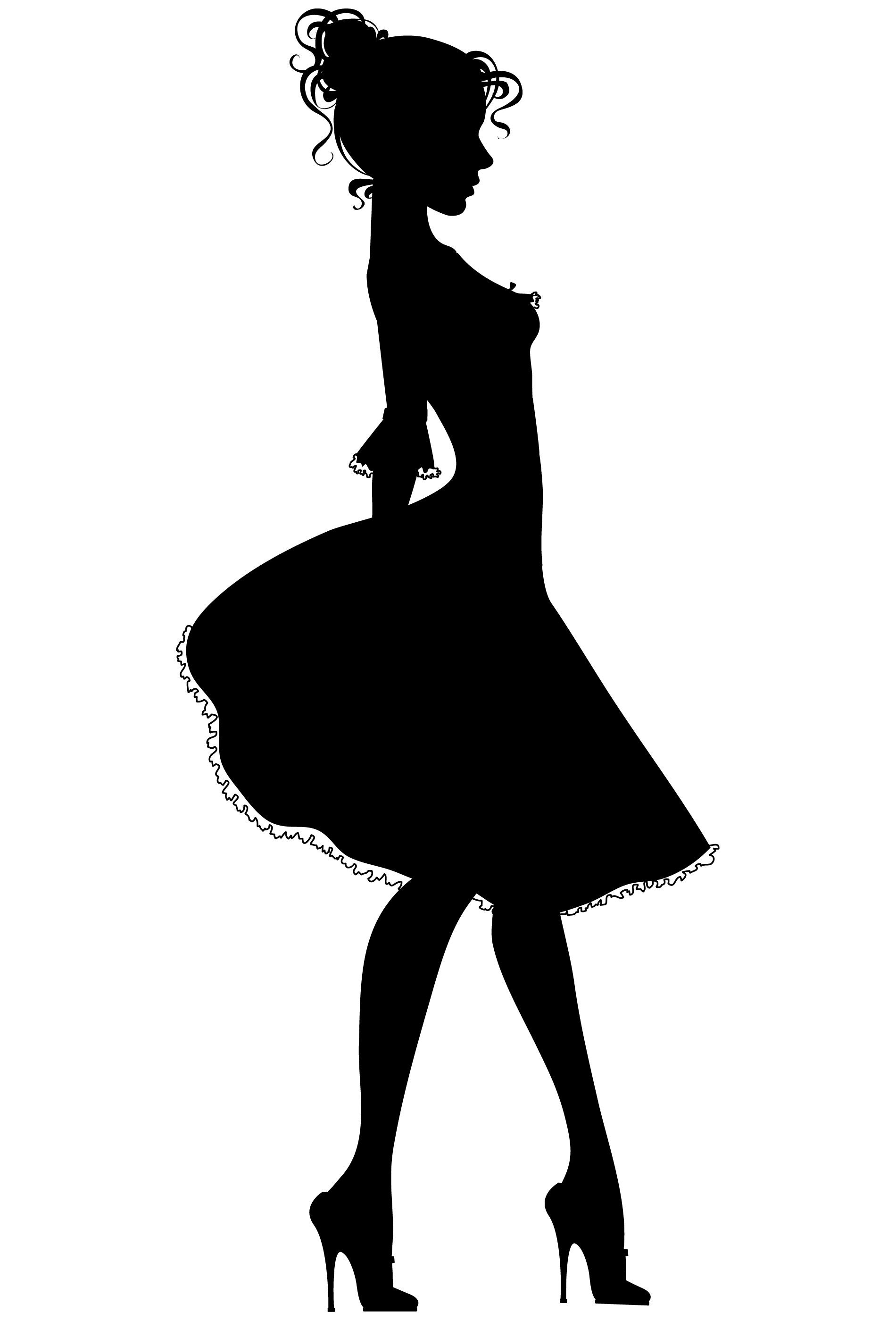 Pin Silhouette Vector Wallpaper Transparent - Girl In Dress Silhouette - HD Wallpaper 