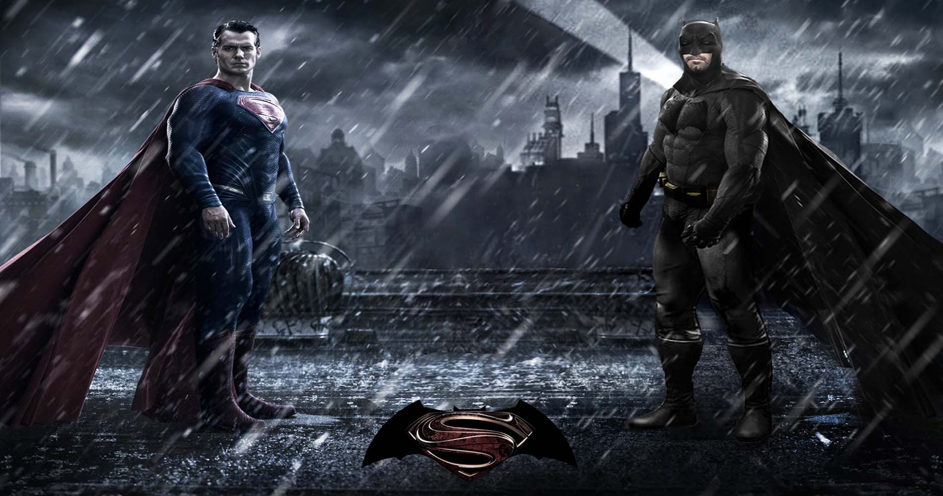 Batman Superman Fight In Rain - Desktop Batman V Superman - HD Wallpaper 