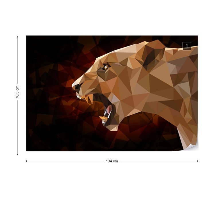 Polygon Lioness Dark Colours Wallpaper Mural - Tapete Löwe - HD Wallpaper 