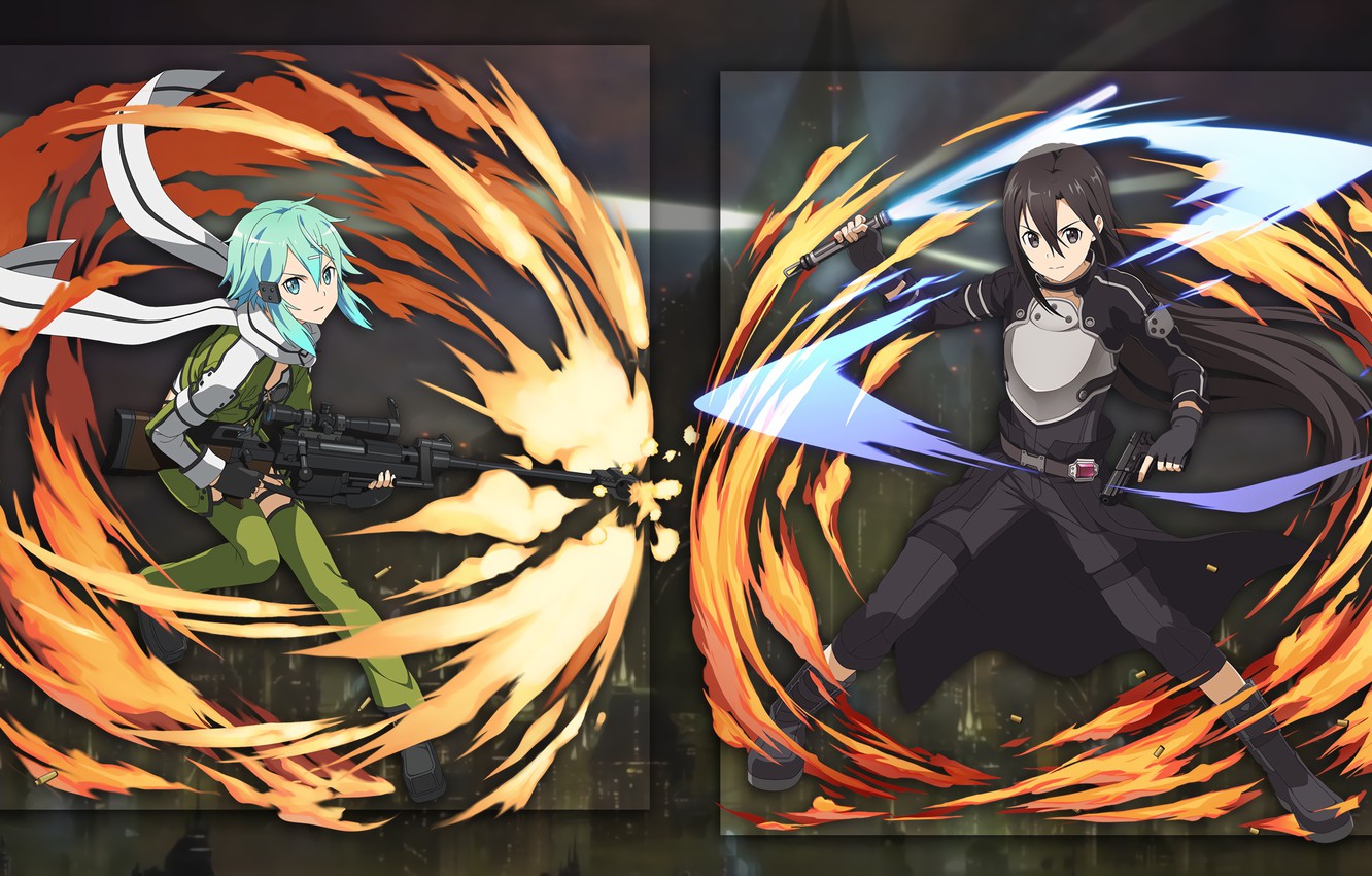 Photo Wallpaper Collage, Anime, Two, Kirito, Sword - Dragon Ball - HD Wallpaper 