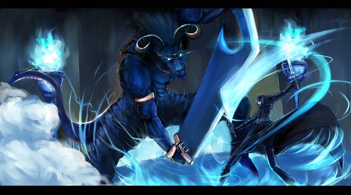 Sword Art Online - Kirito Vs Gleam Eyes - HD Wallpaper 